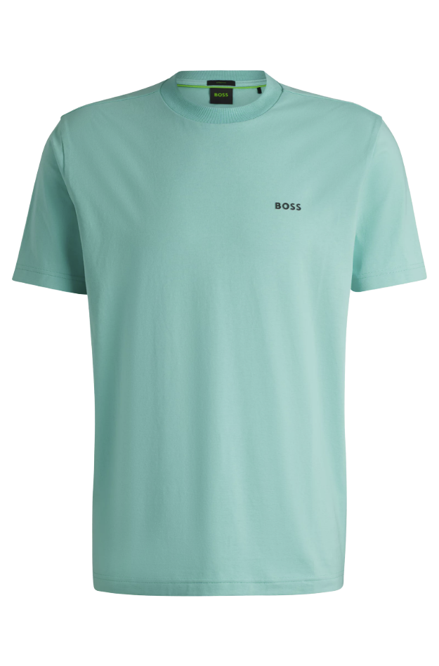 BOSS - Regular-Fit T-Shirt aus Stretch-Baumwolle mit Kontrast-Logo